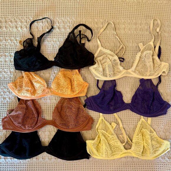 Lot of 7 Free People Lace Triangle Bras, 34C, EUC - Picture 3 of 4